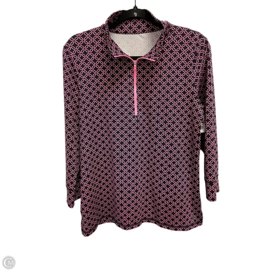Athletic Top Long Sleeve Collar By Talbots In Black & Pink, Size: L