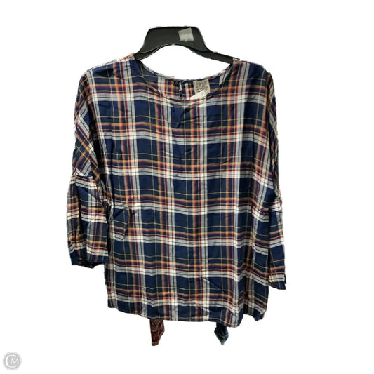 Top Long Sleeve By Como Vintage In Plaid Pattern, Size: M