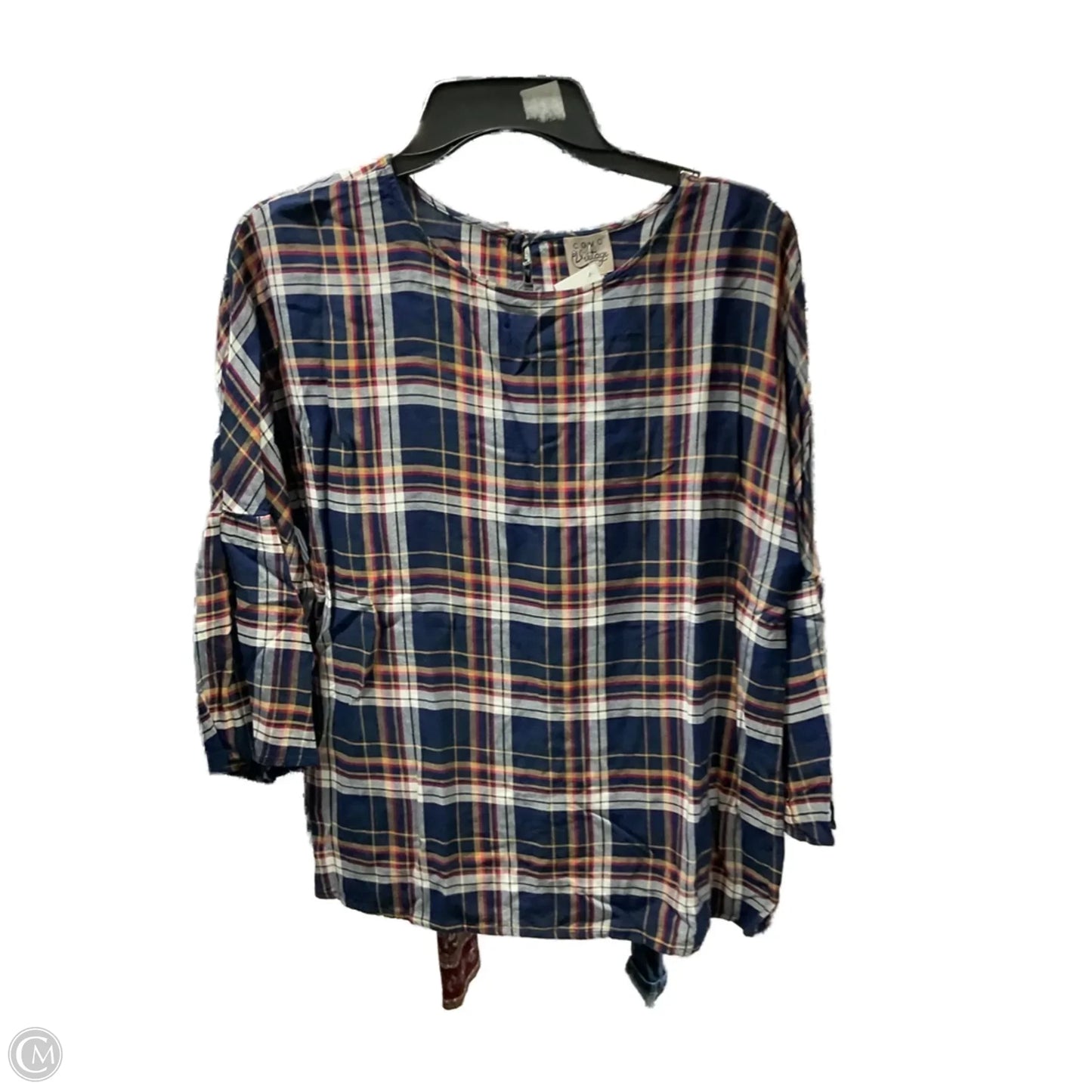 Top Long Sleeve By Como Vintage In Plaid Pattern, Size: M