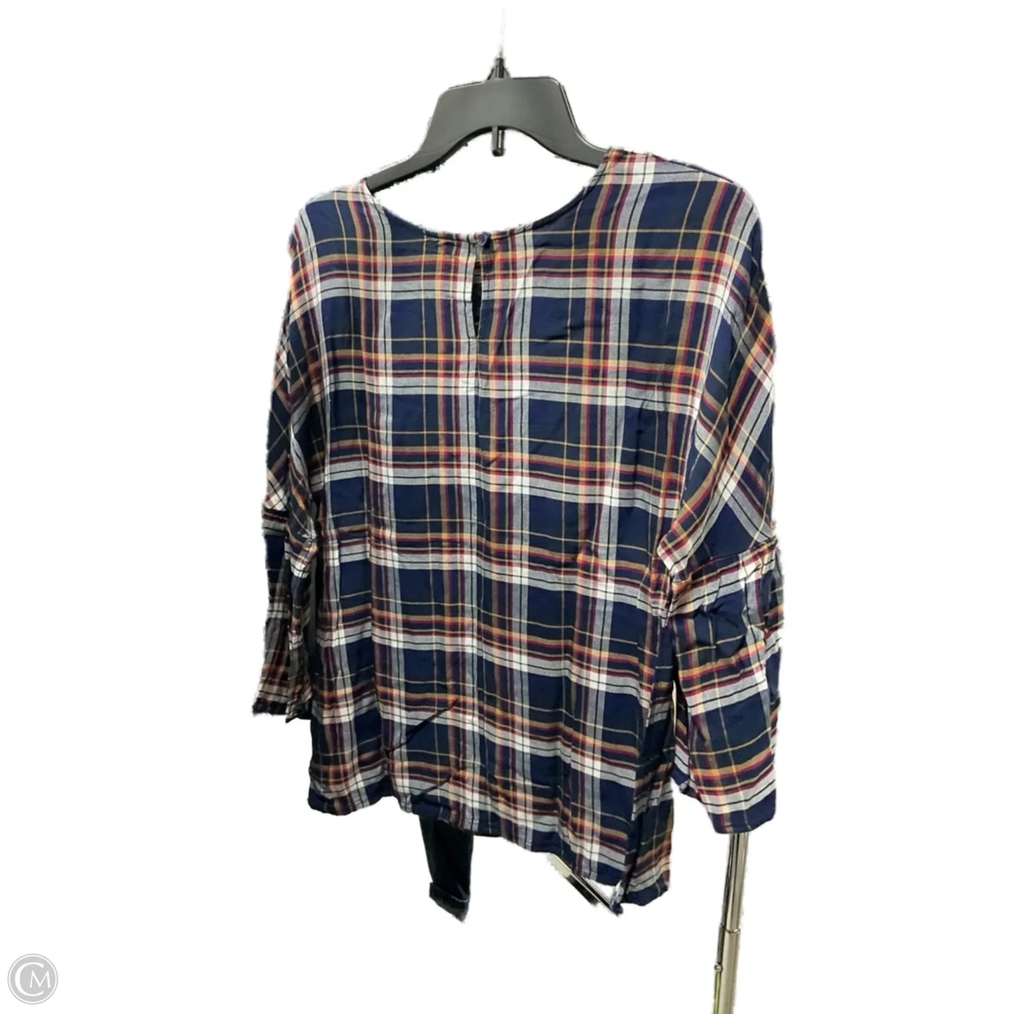 Top Long Sleeve By Como Vintage In Plaid Pattern, Size: M