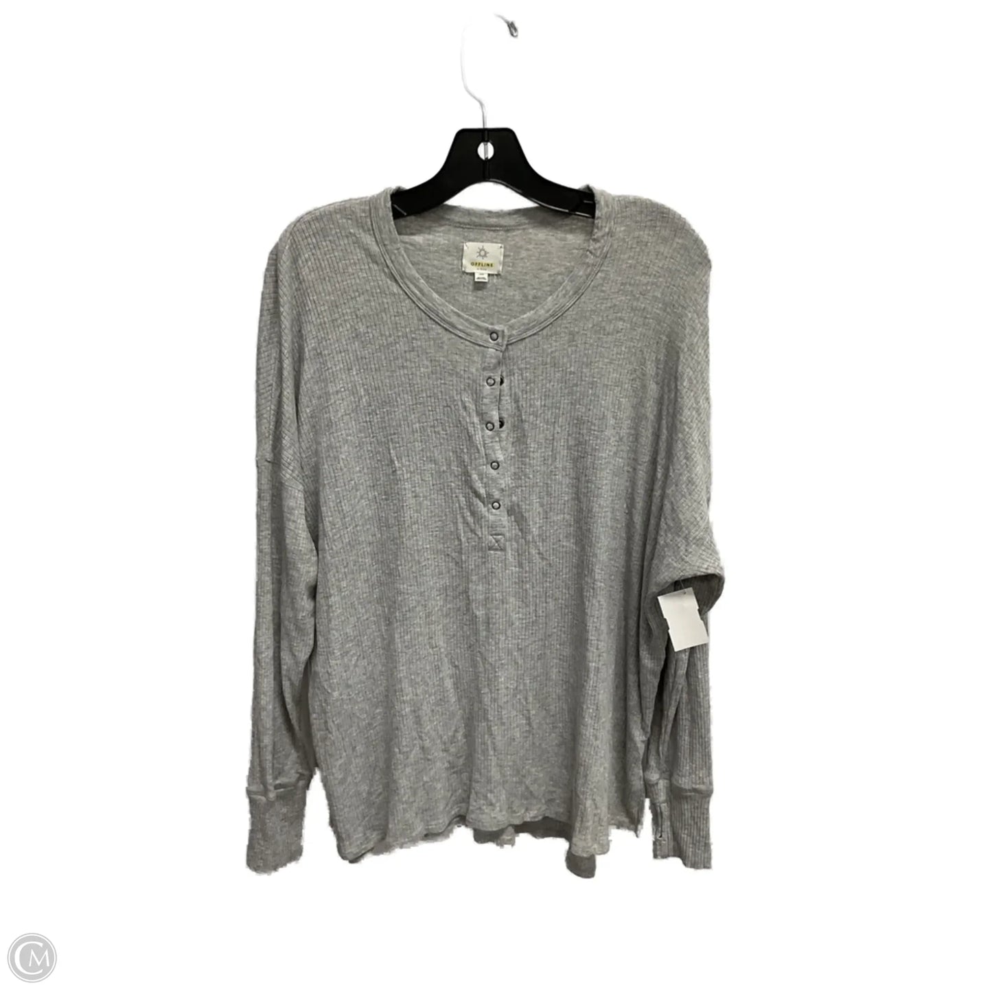 Top Long Sleeve By Aerie In Grey, Size: L