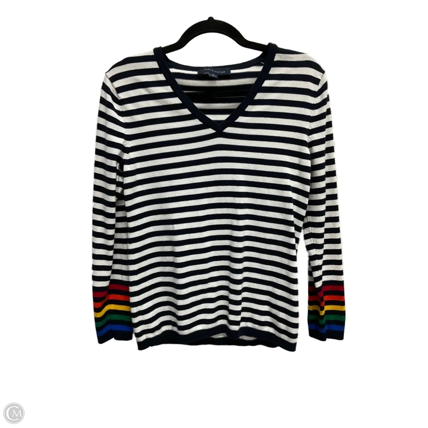 Top Long Sleeve By Tommy Hilfiger In Striped Pattern, Size: M
