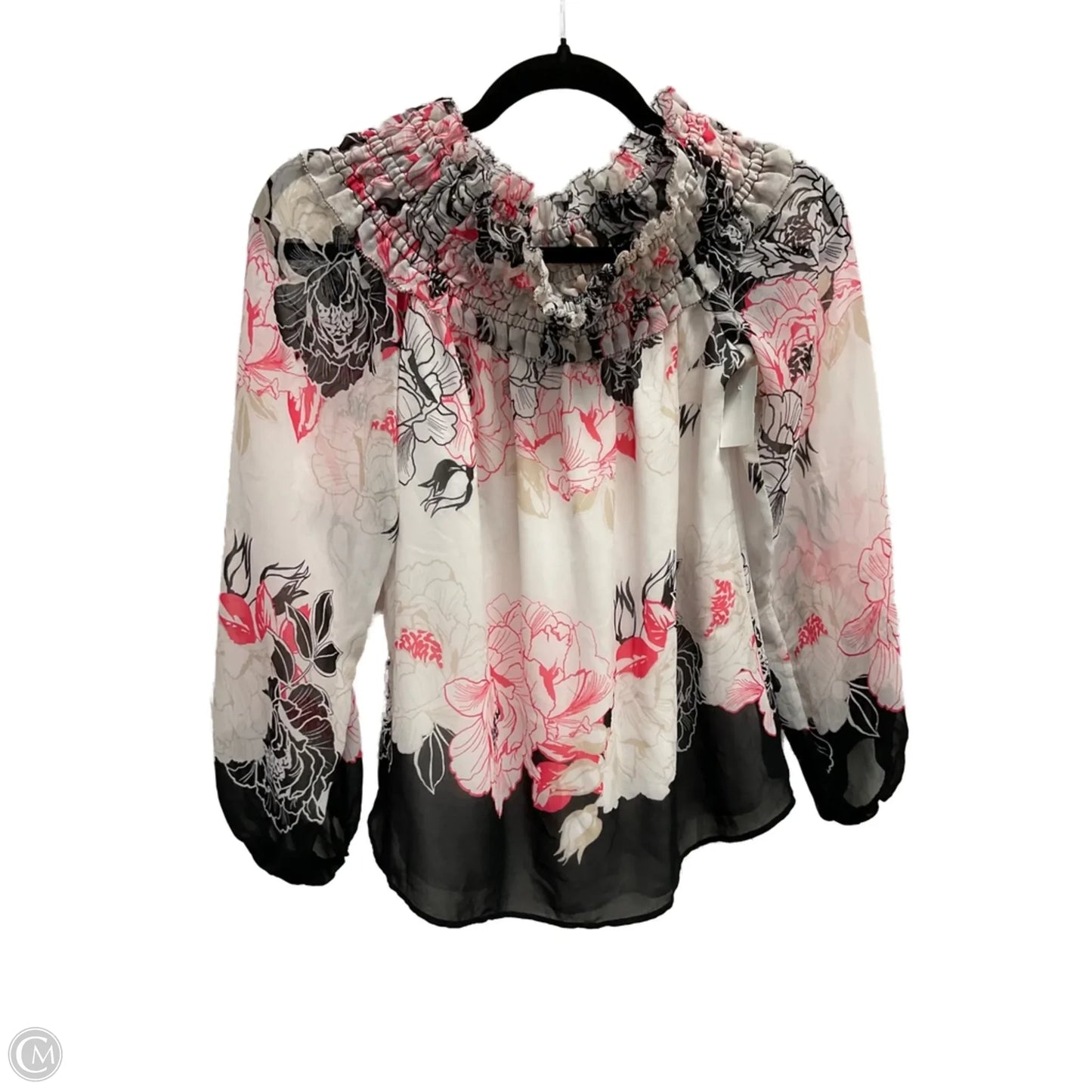 Blouse Long Sleeve By White House Black Market In Floral Print, Size: S