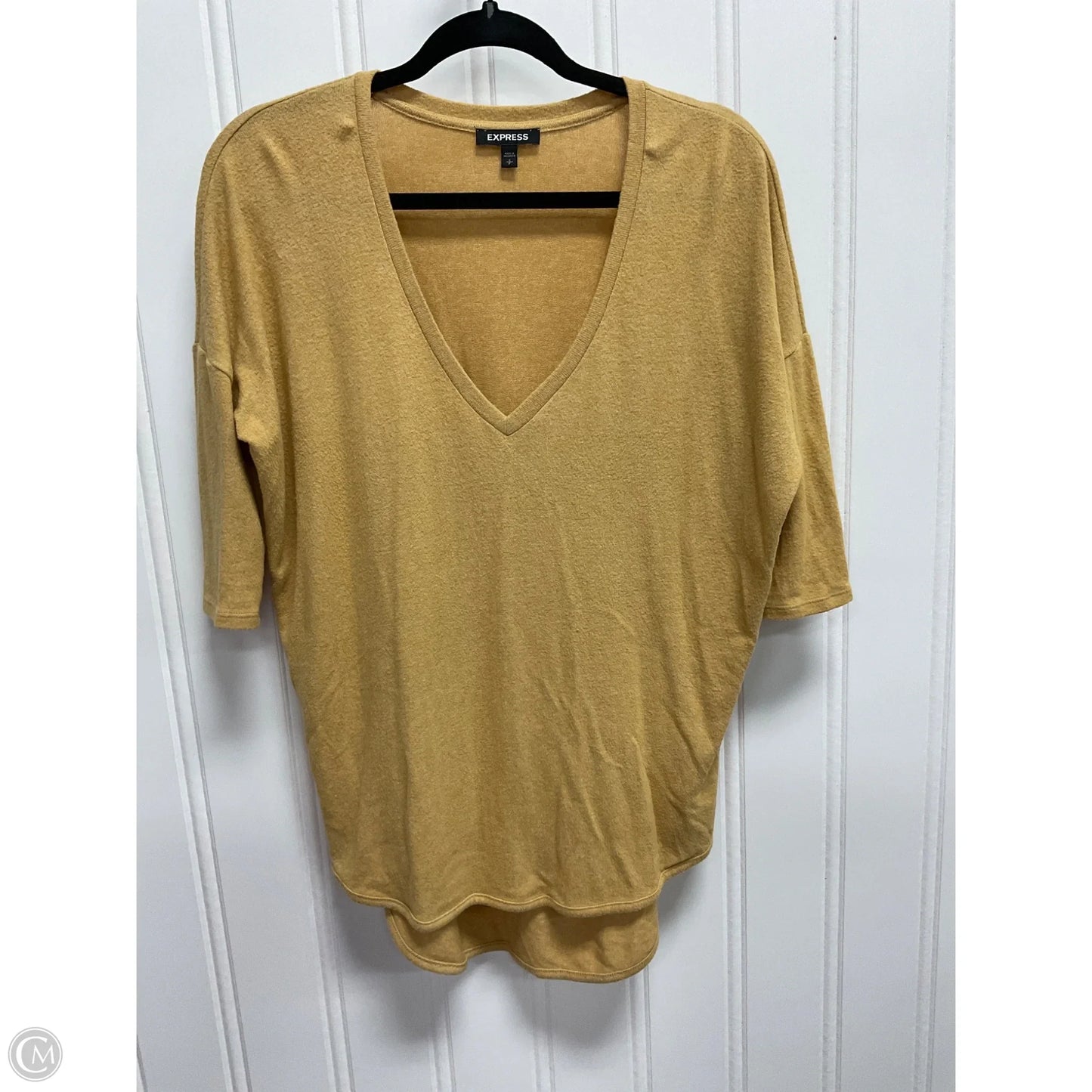 Top 3/4 Sleeve By Express In Yellow, Size: Sp