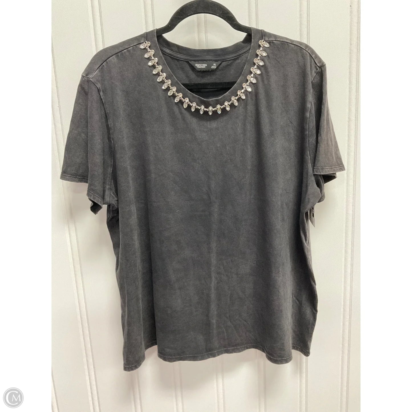 Top Short Sleeve By Simply Vera In Black, Size: Xl