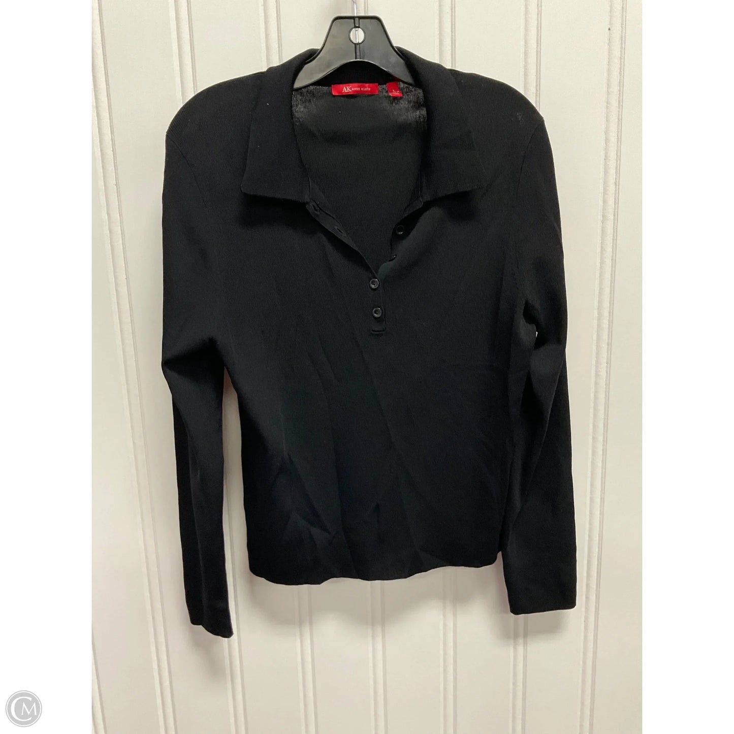 Top Long Sleeve By Anne Klein In Black, Size: L