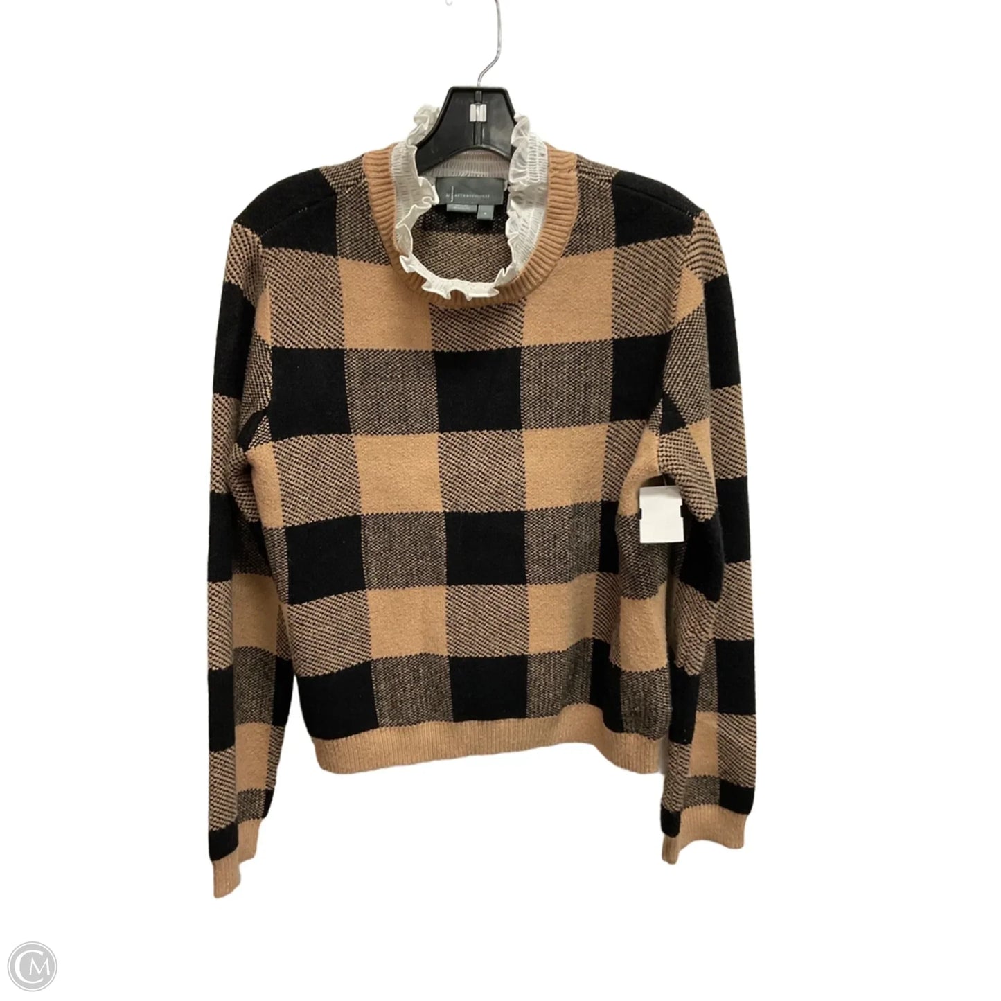 Sweater By Anthropologie In Plaid Pattern, Size: M