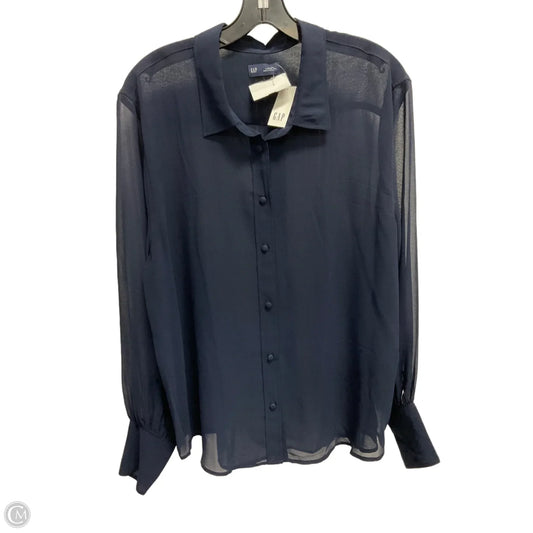 Blouse Long Sleeve By Gap In Navy, Size: L
