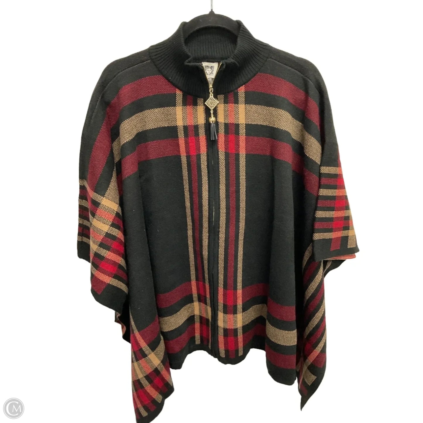 Poncho By Anne Klein In Plaid Pattern, Size: Xl