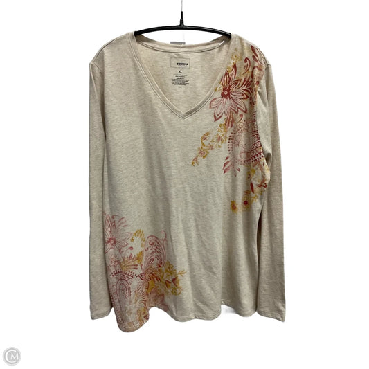 Top Long Sleeve Basic By Sonoma In Tan, Size: Xl