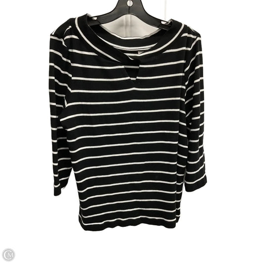 Top 3/4 Sleeve By Chicos In Striped Pattern, Size: L