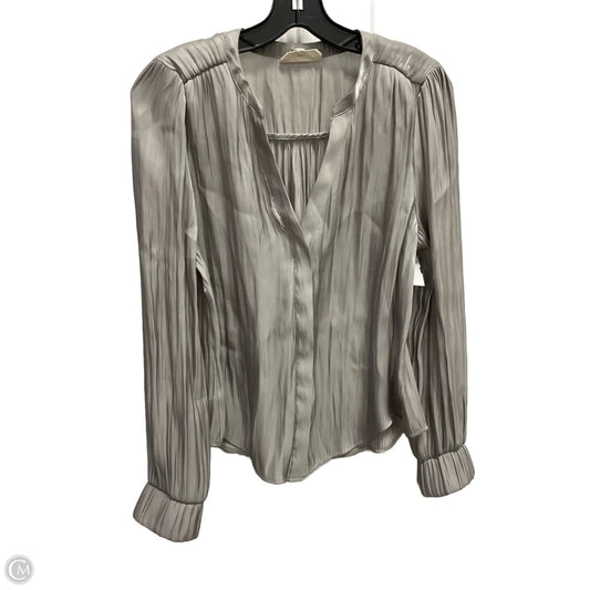 Blouse Long Sleeve By Melloday In Silver, Size: L