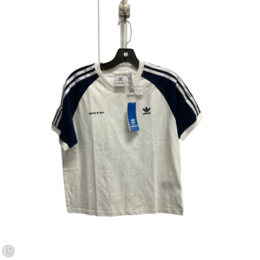 Top Short Sleeve By Adidas In Blue & White, Size: M