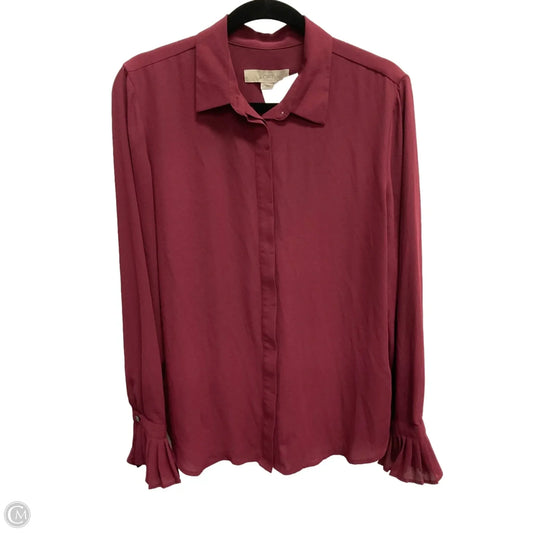 Blouse Long Sleeve By Loft In Maroon, Size: M