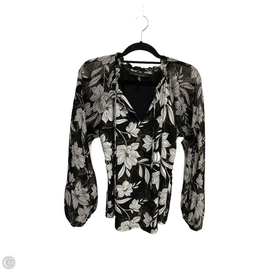 Blouse Long Sleeve By White House Black Market In Floral Print, Size: M