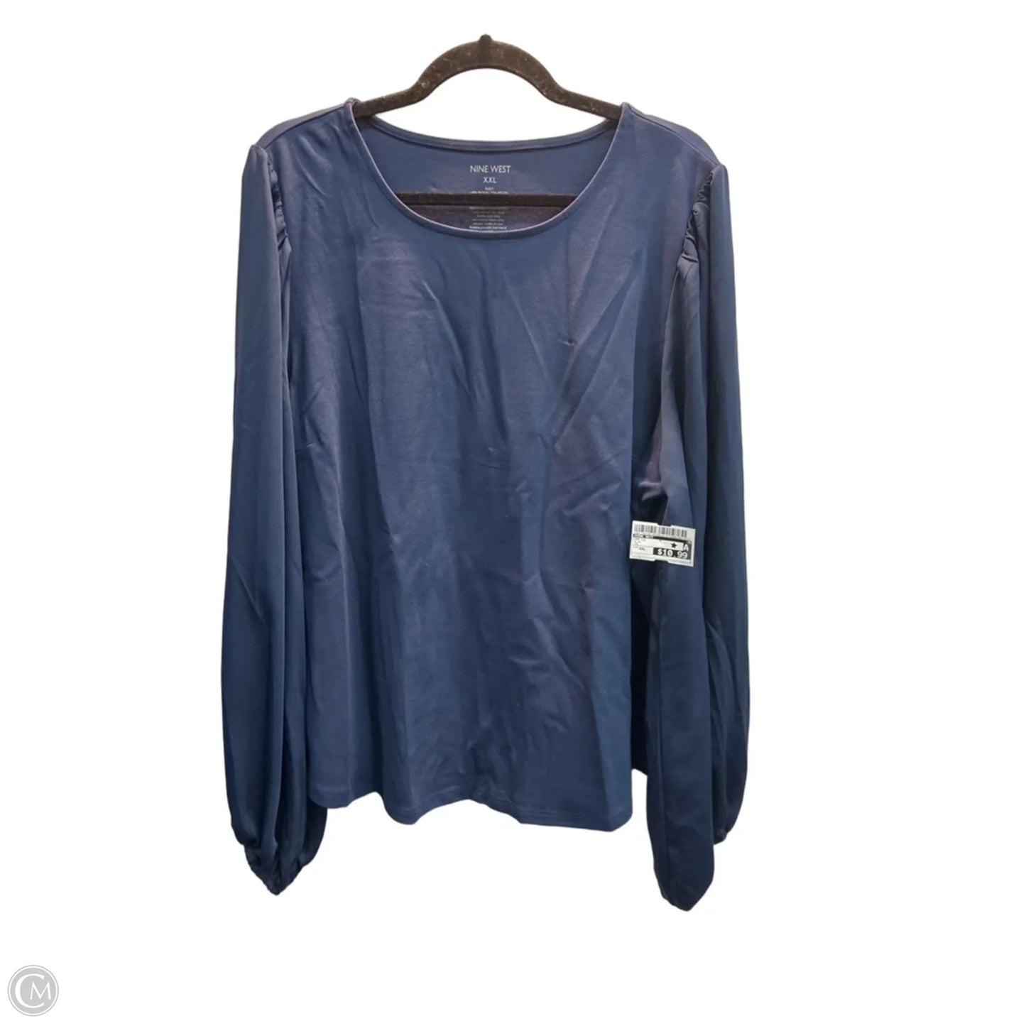 Top Long Sleeve By Nine West In Blue, Size: Xxl