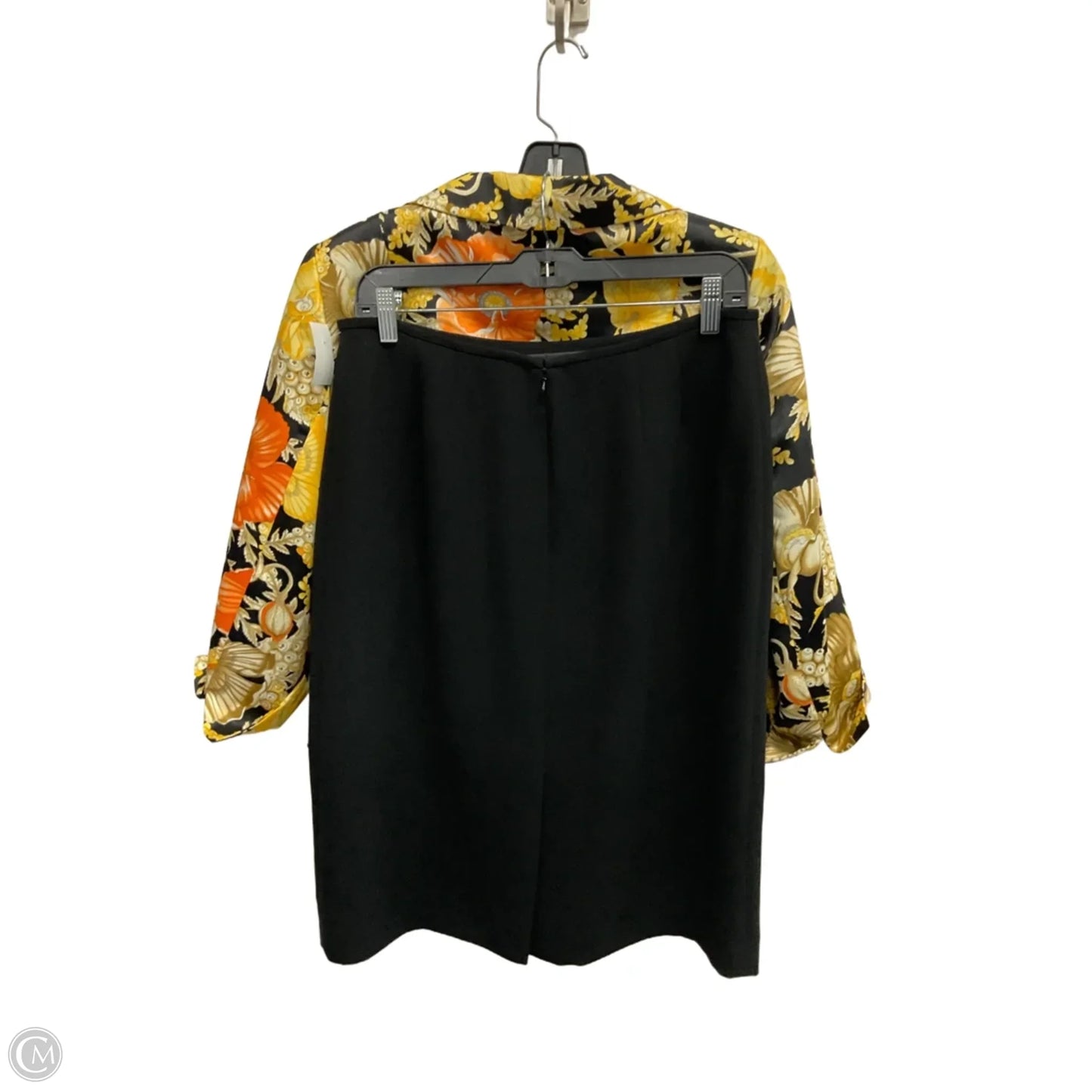 Skirt Suit 2pc By Jones Wear In Black & Yellow, Size: 12p