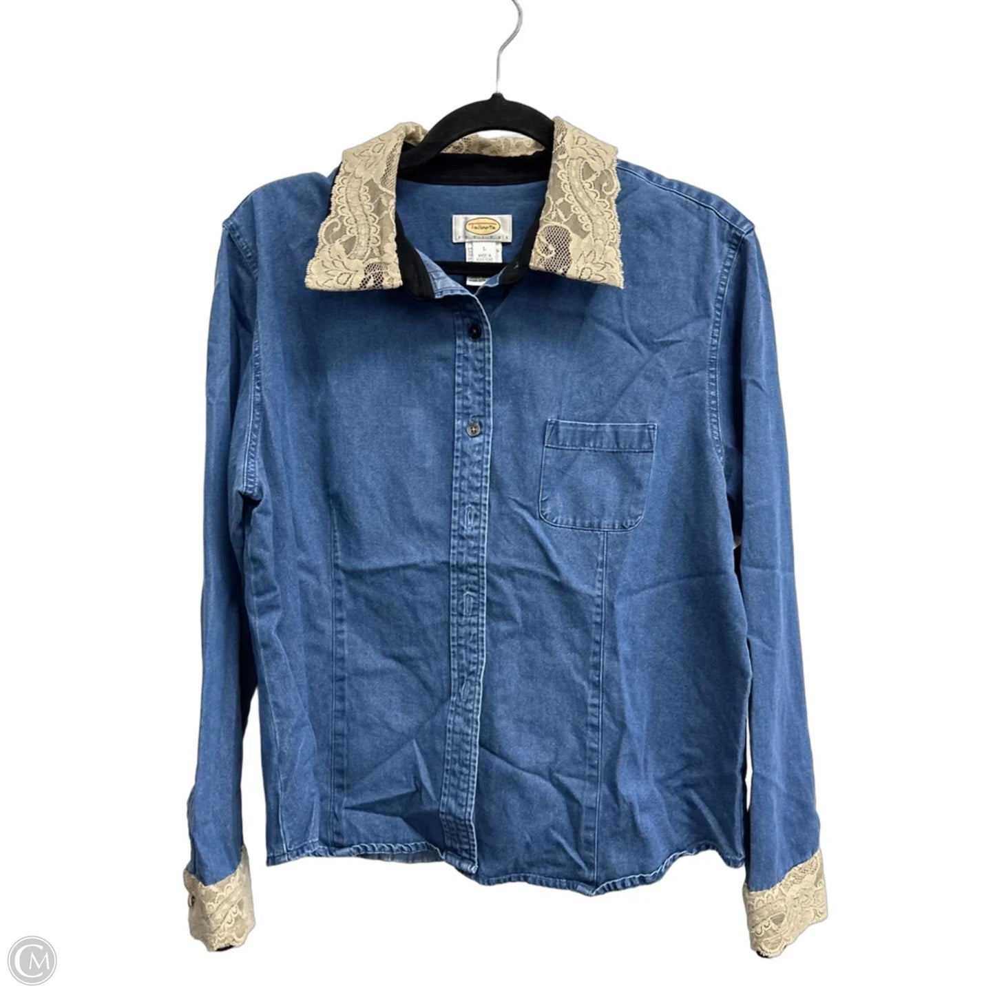 Top Long Sleeve By Talbots In Blue, Size: L