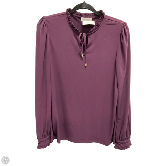 Blouse Long Sleeve By Calvin Klein In Purple, Size: M