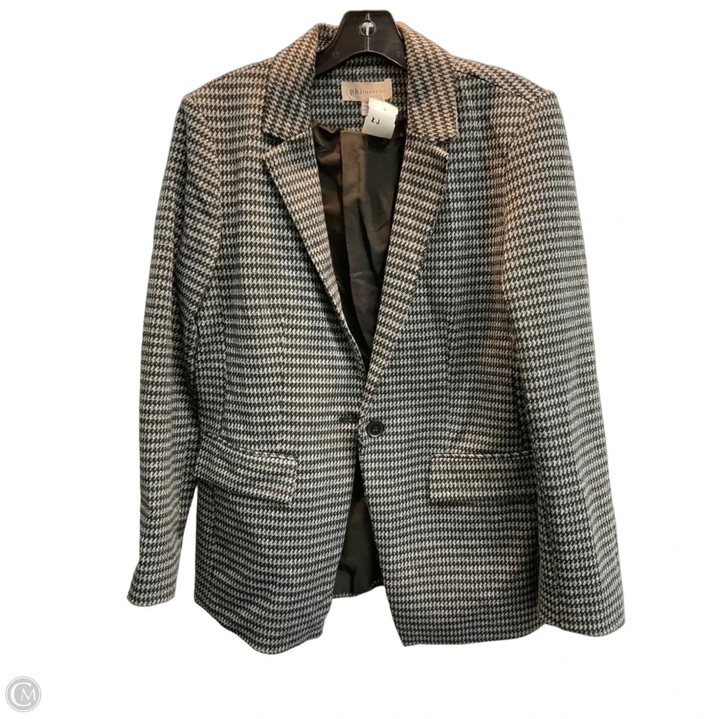 Blazer By Philosophy In Black & Grey, Size: M