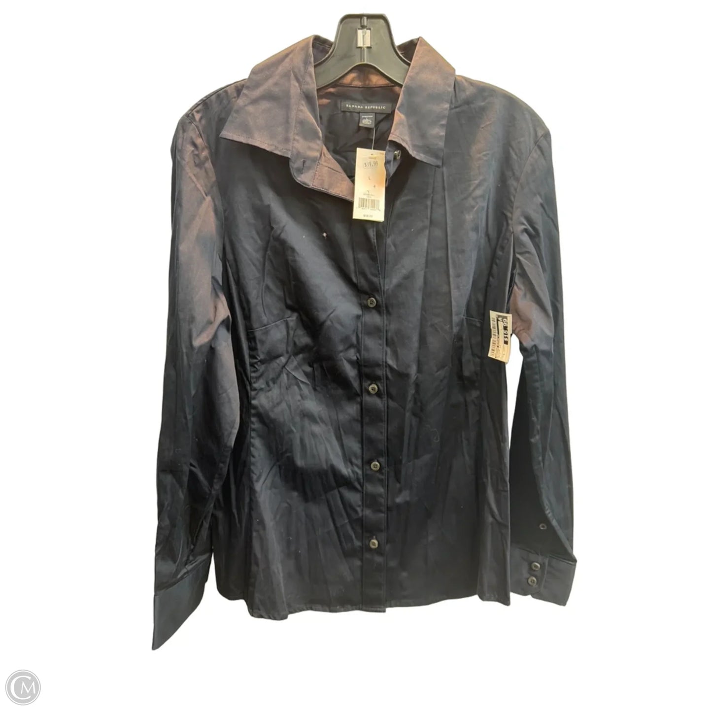 Blouse Long Sleeve By Banana Republic In Navy, Size: L