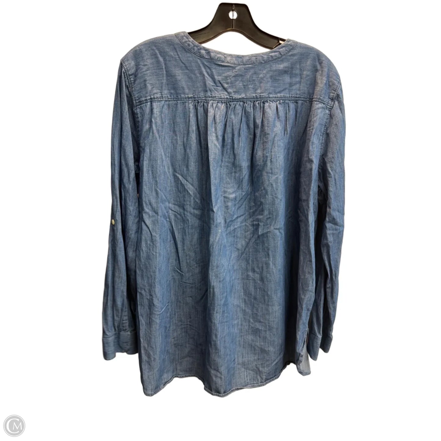 Top Long Sleeve By Loft In Blue Denim, Size: Xl