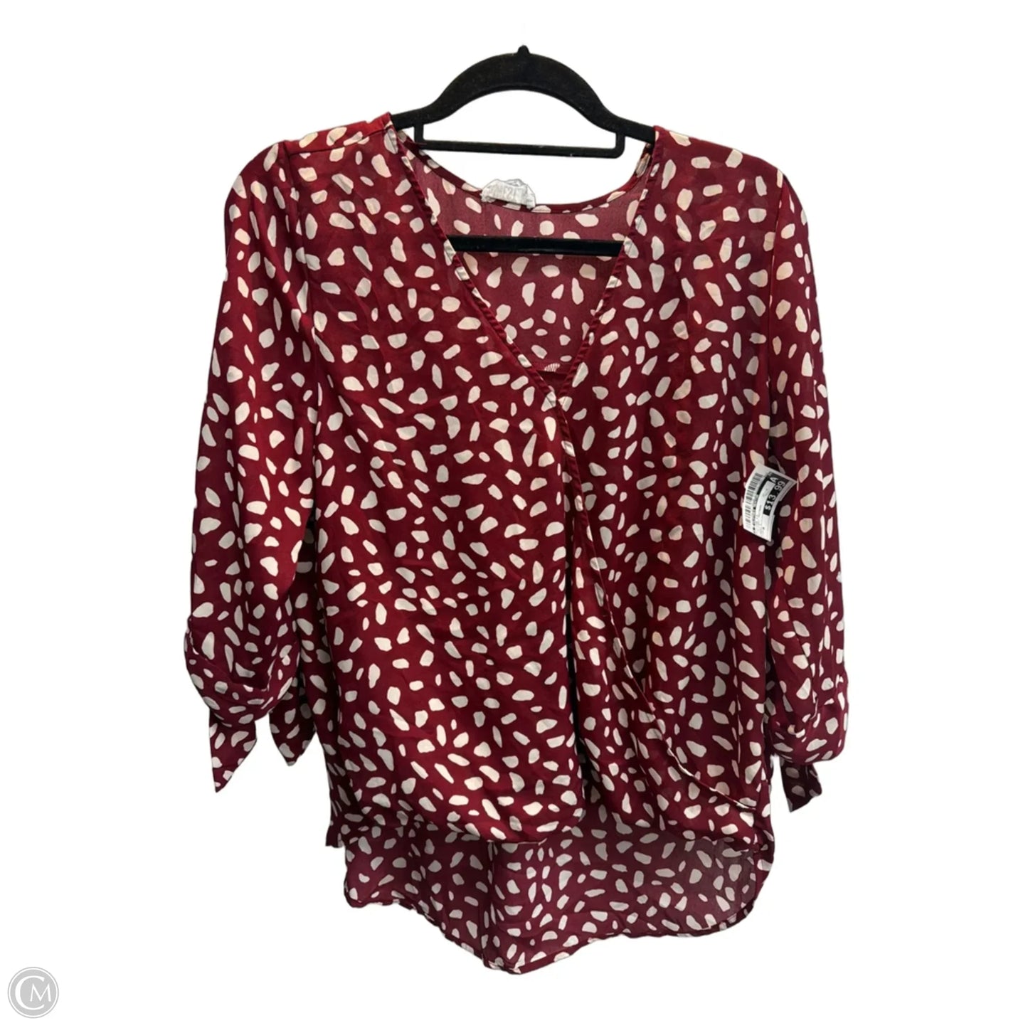 Blouse Long Sleeve By Clothes Mentor In Polkadot Pattern, Size: M