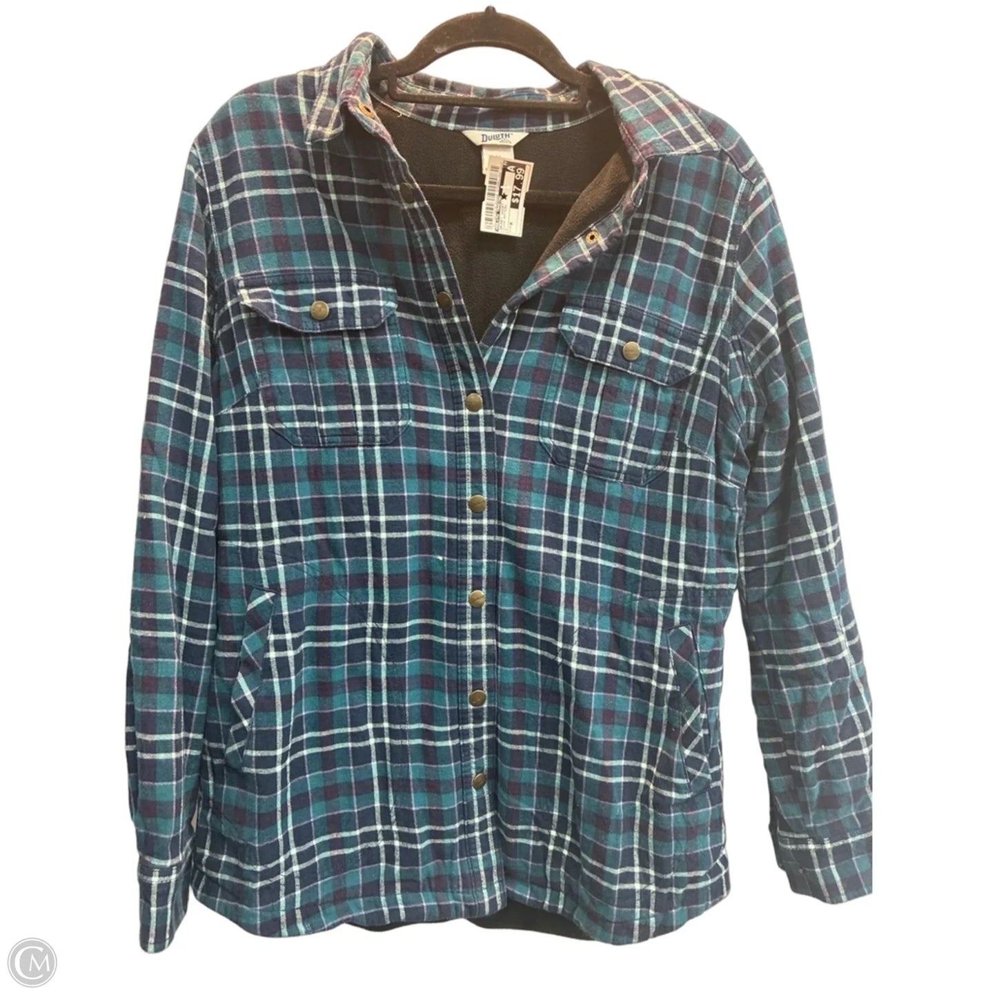 Jacket Shirt By Duluth Trading In Plaid Pattern, Size: M