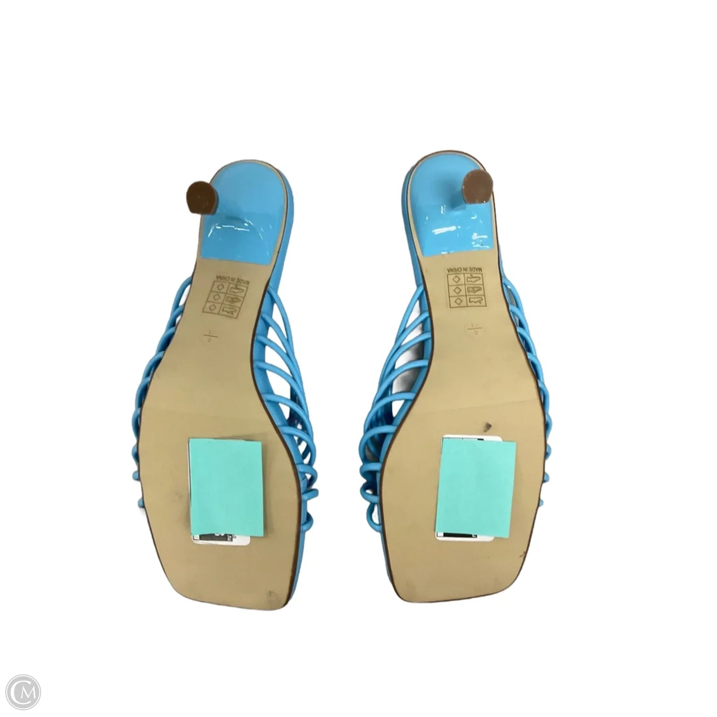 Sandals Heels Kitten By Pretty Little Thing In Blue, Size: 8
