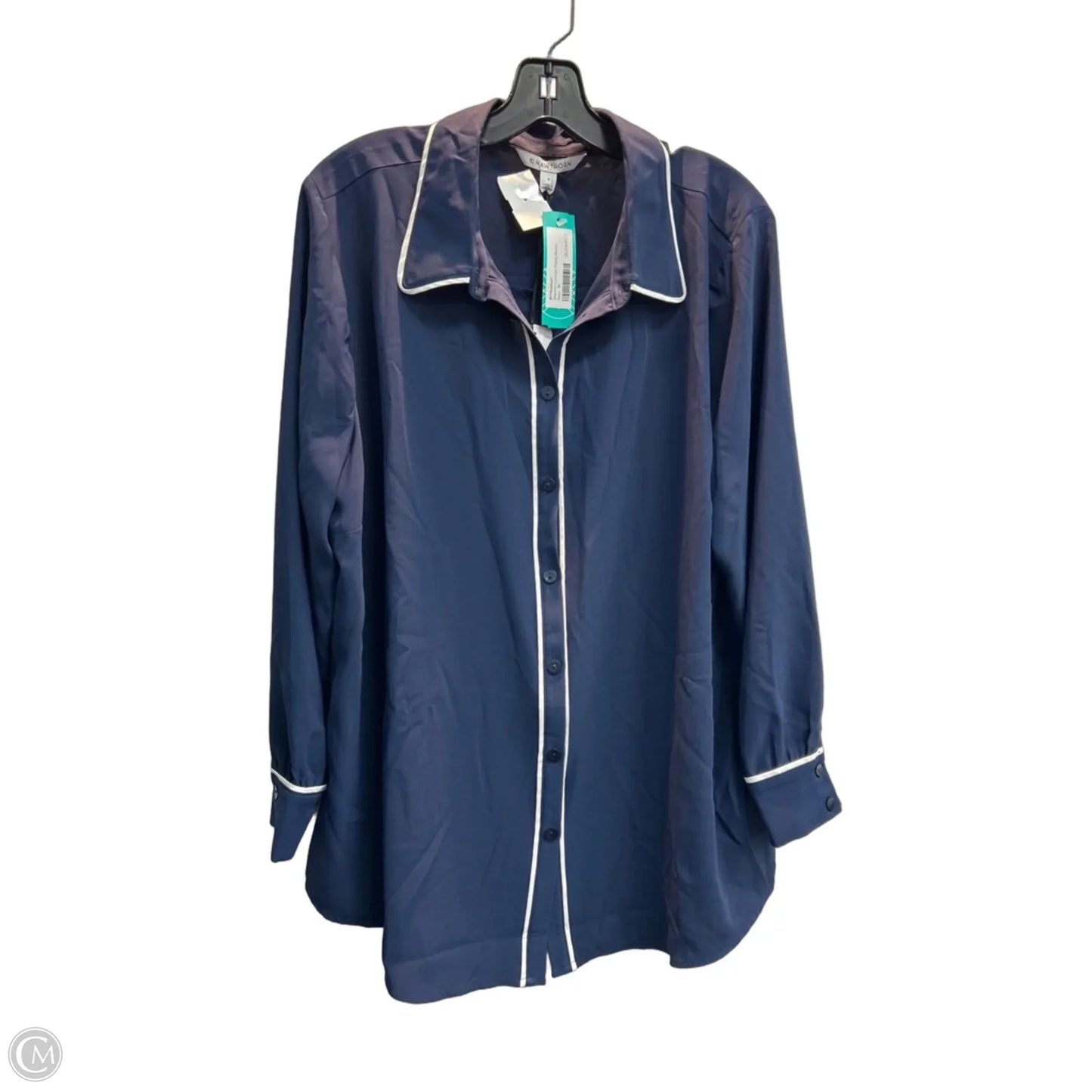 Blouse Long Sleeve By 41 Hawthorn In Blue, Size: 1x