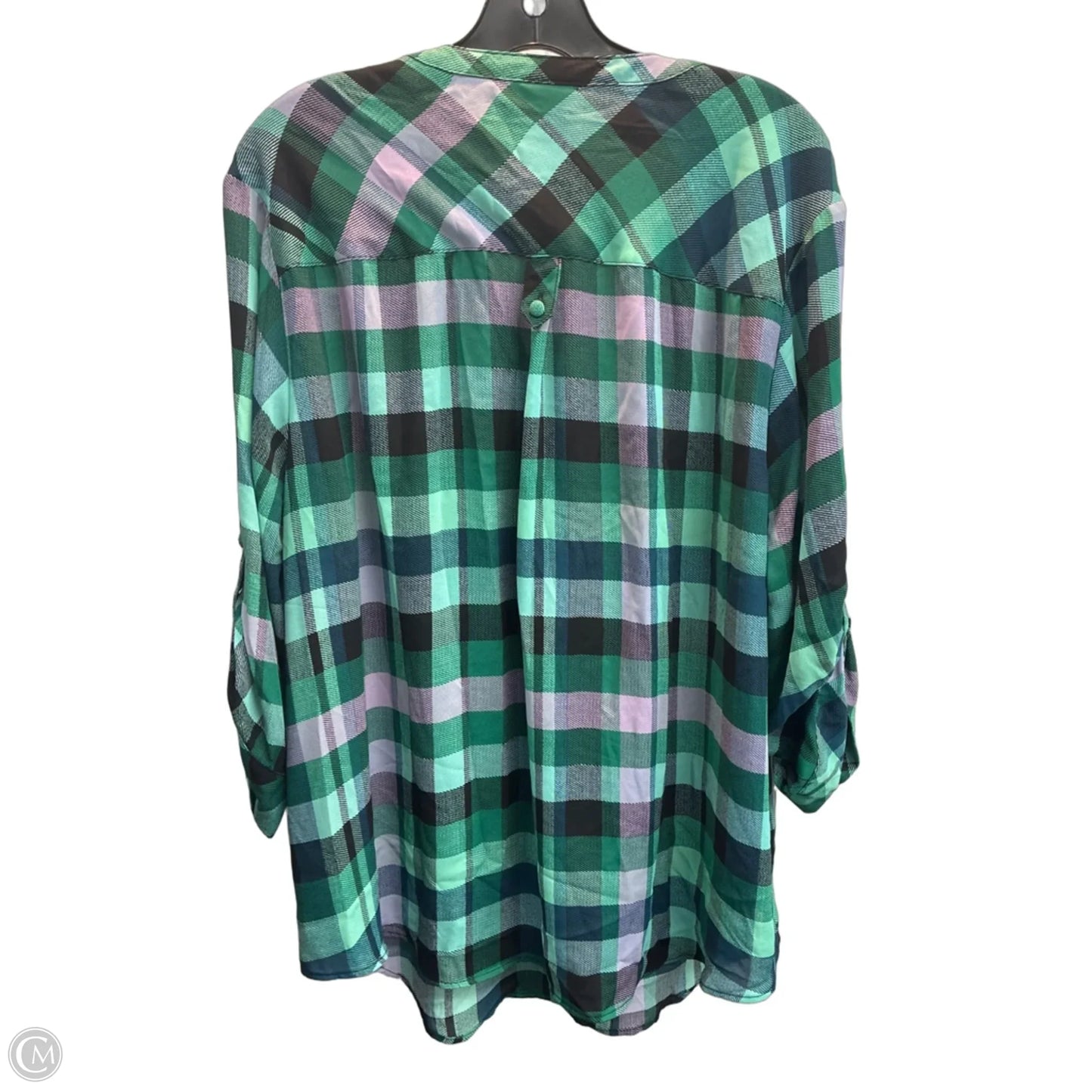 Top 3/4 Sleeve By Torrid In Plaid Pattern, Size: 3x