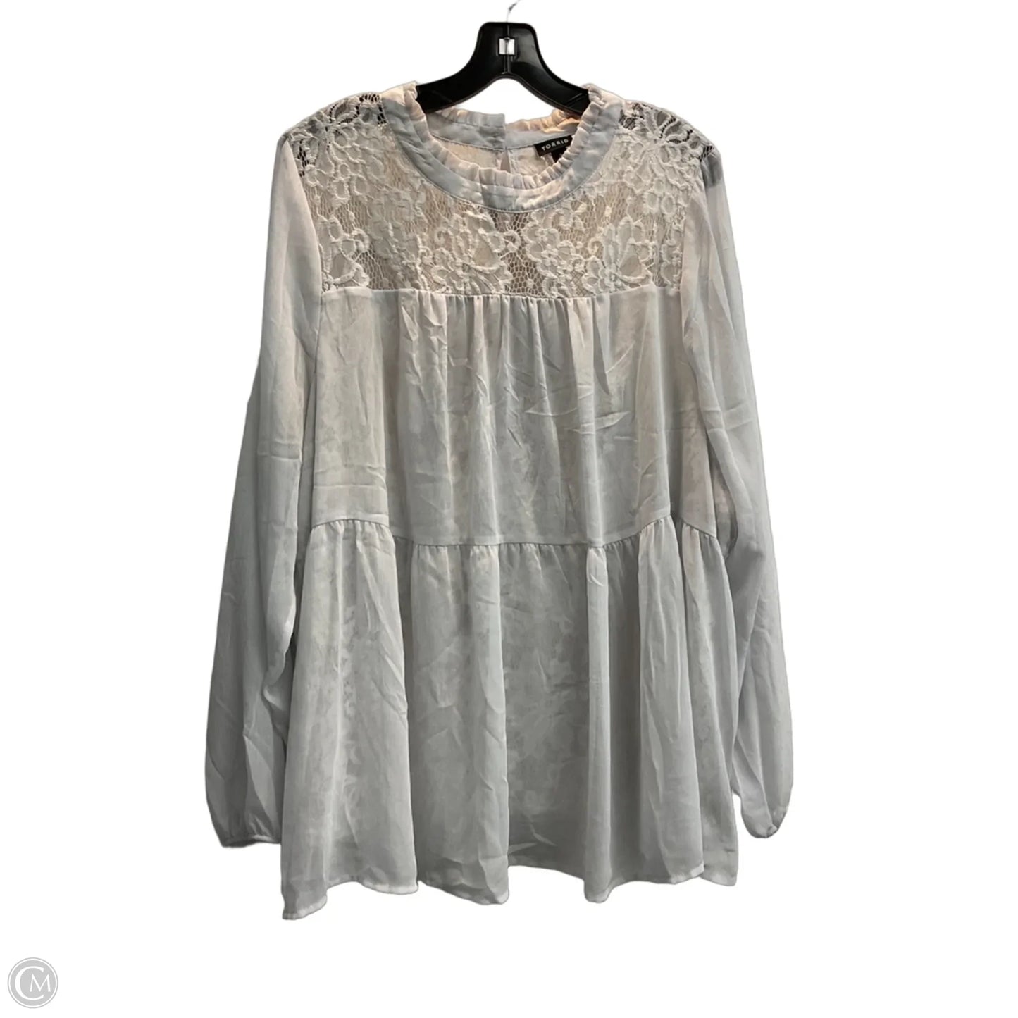 Blouse Long Sleeve By Torrid In White, Size: 3x