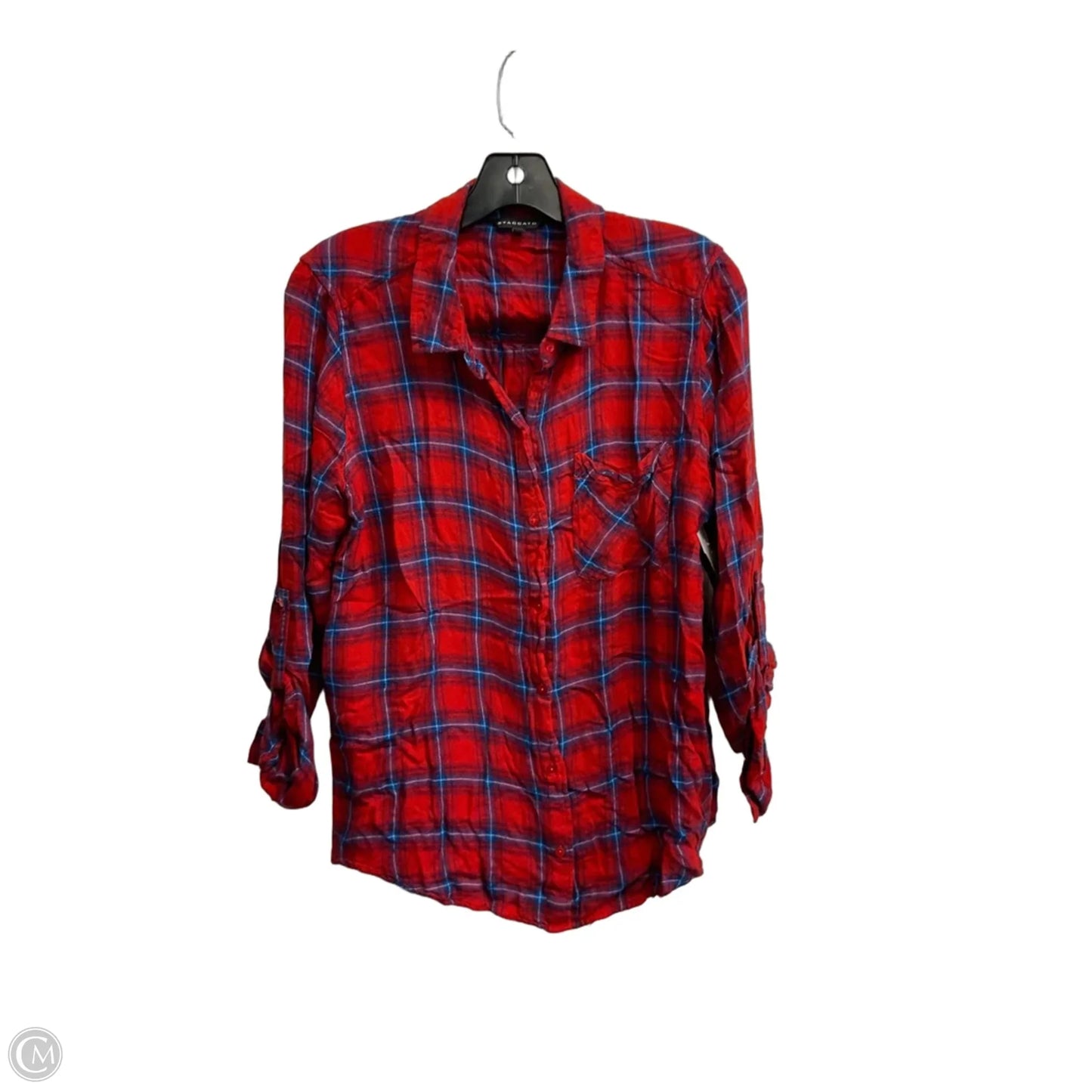 Top Long Sleeve By Staccato In Plaid Pattern, Size: M