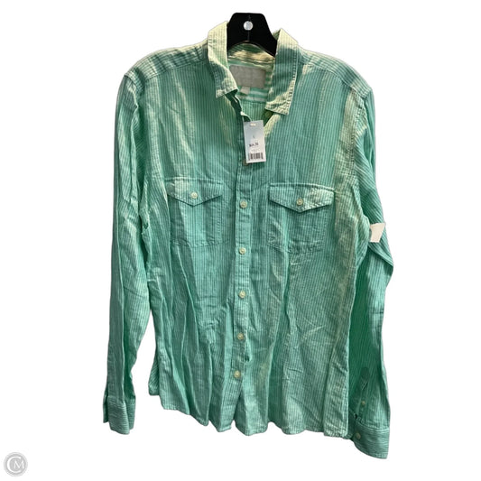 Top Long Sleeve By Banana Republic In Green & White, Size: L