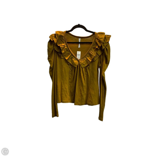 Top Long Sleeve By Anthropologie In Brown, Size: M