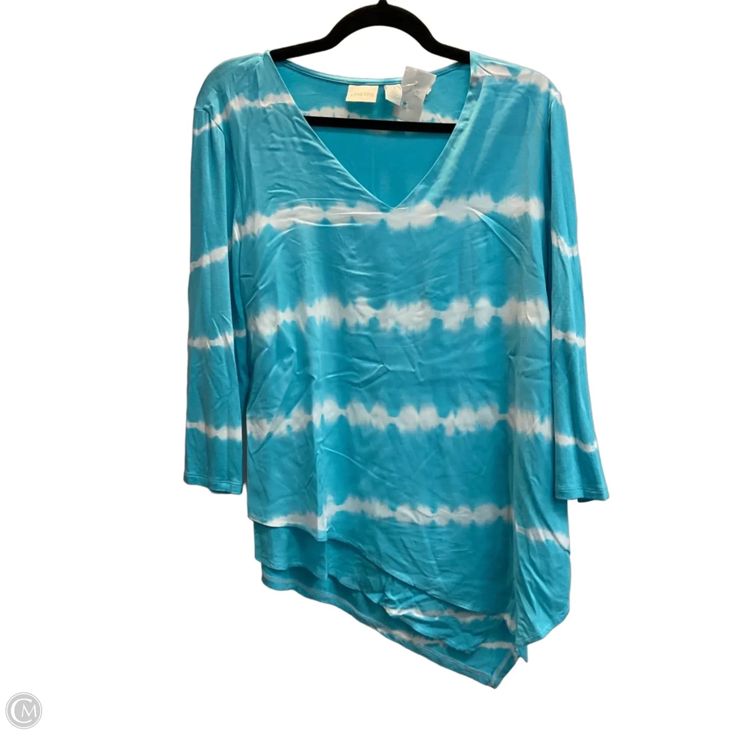 Top Long Sleeve By Chicos In Blue & White, Size: M