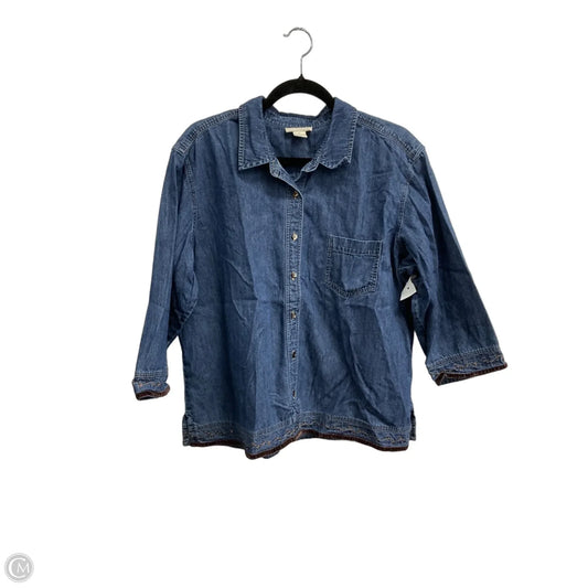 Top Long Sleeve By J. Jill In Blue Denim, Size: Xl