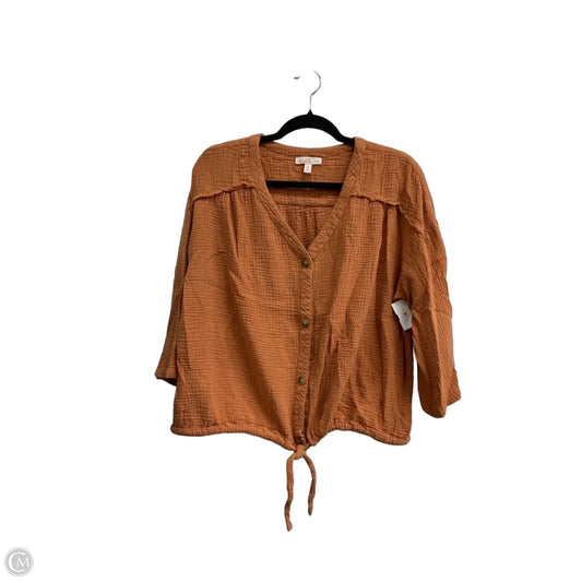 Top Long Sleeve By Como Vintage In Orange, Size: L