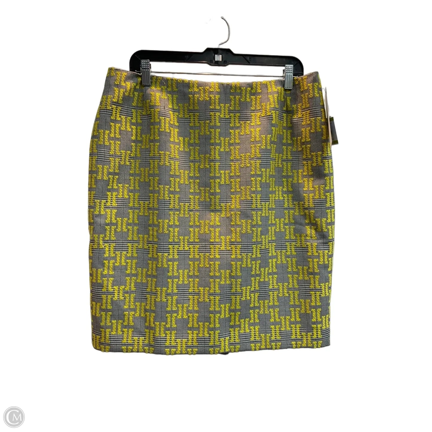 Skirt Midi By Kasper In Grey & Yellow, Size: 14p