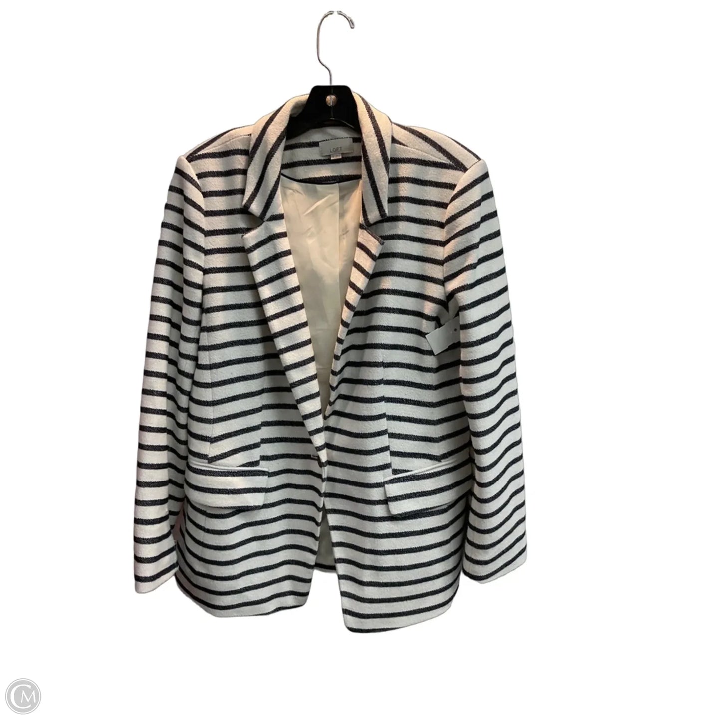 Blazer By Loft In Striped Pattern, Size: L