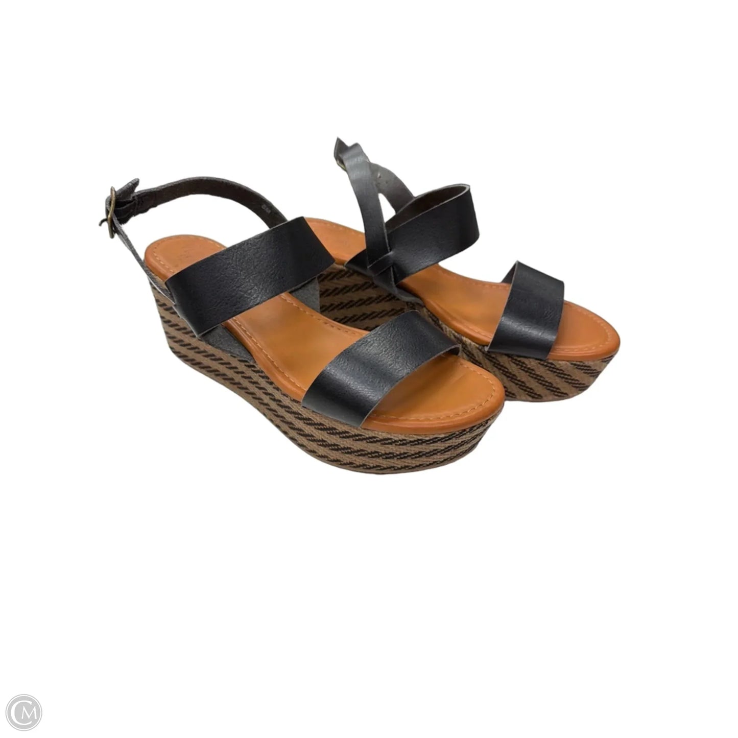 Sandals Heels Wedge By Jelly Pop In Black, Size: 8