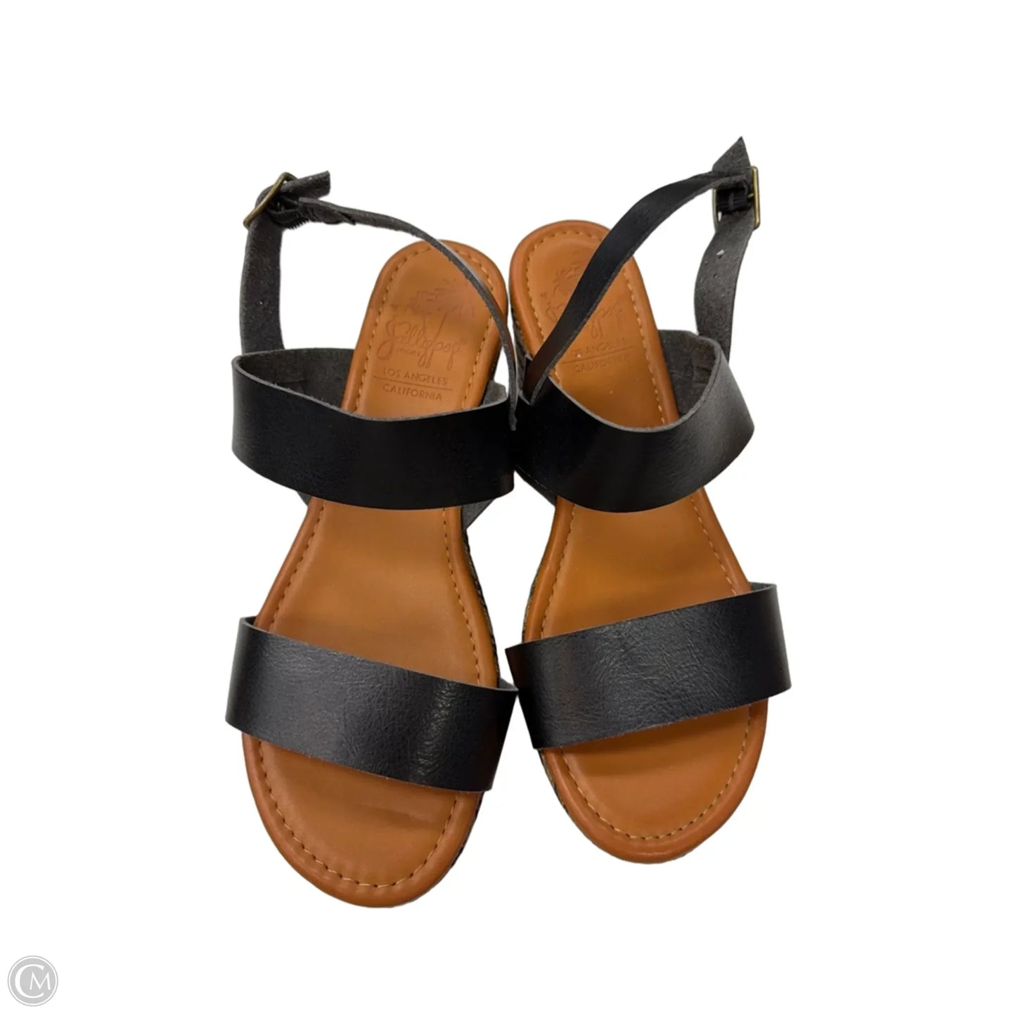 Sandals Heels Wedge By Jelly Pop In Black, Size: 8