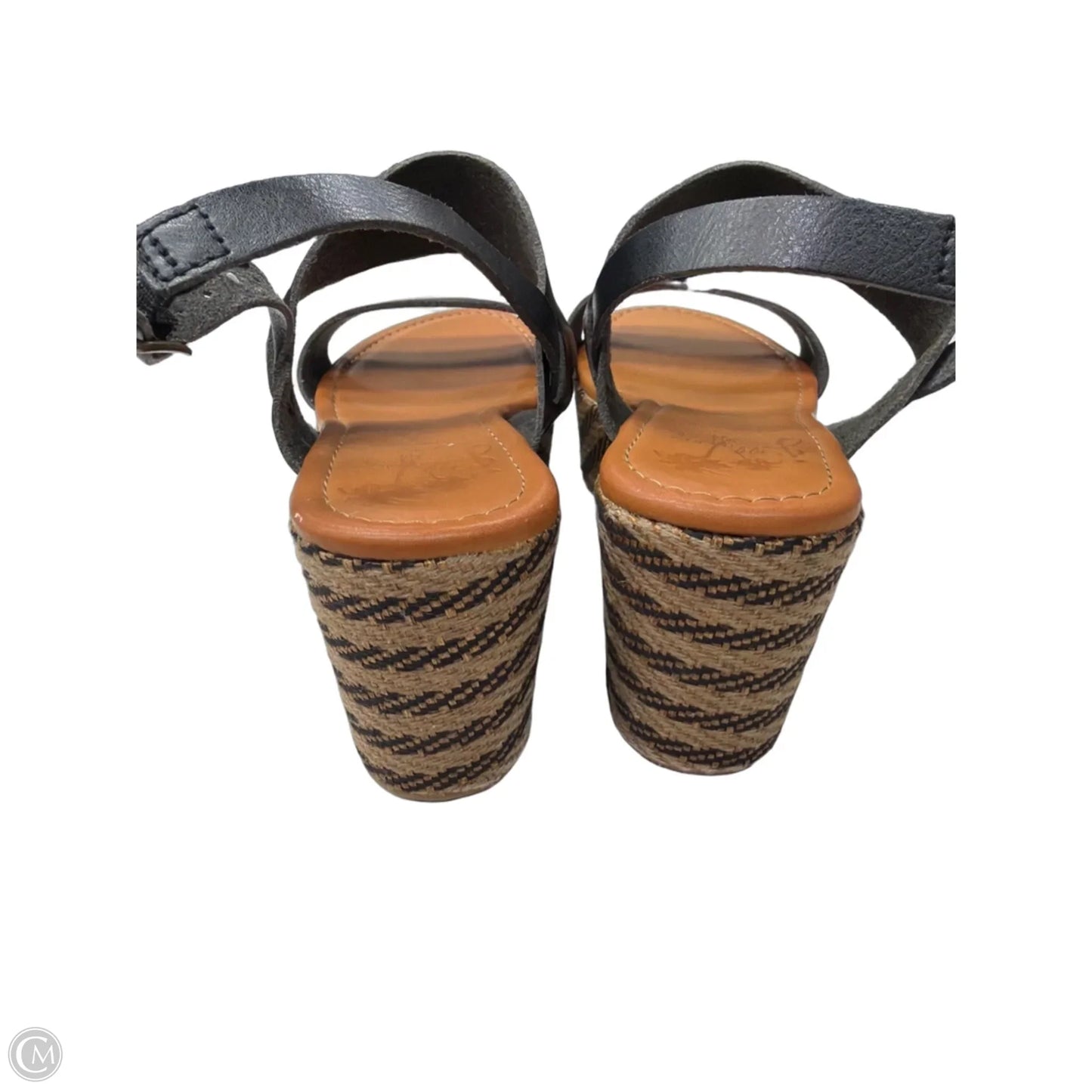 Sandals Heels Wedge By Jelly Pop In Black, Size: 8