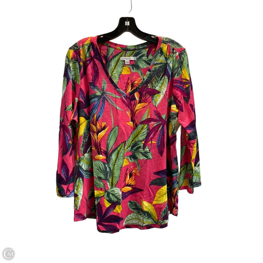 Top Long Sleeve By Chicos In Tropical Print, Size: L