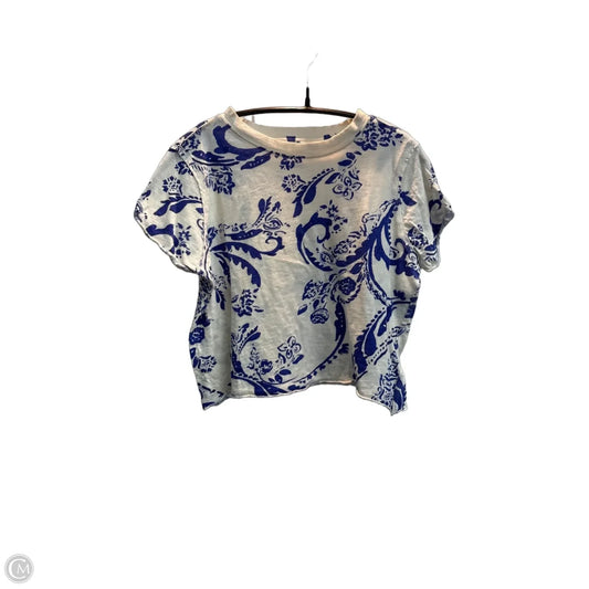 Top Short Sleeve By Maeve In Blue & White, Size: Xsp