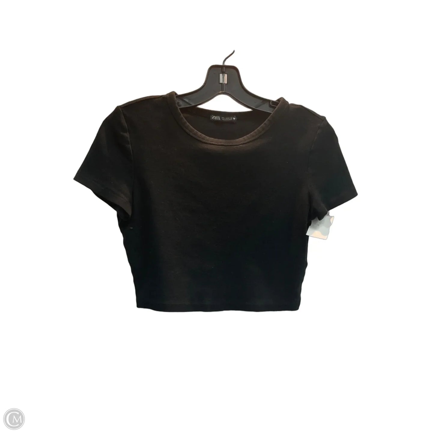 Top Short Sleeve Basic By Zara In Black, Size: M