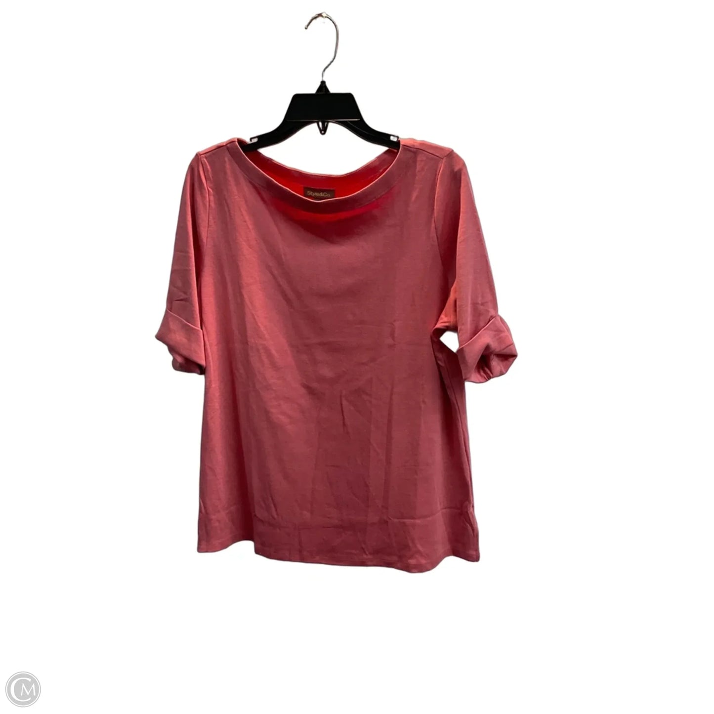 Top Short Sleeve Basic By Style And Company In Pink, Size: L