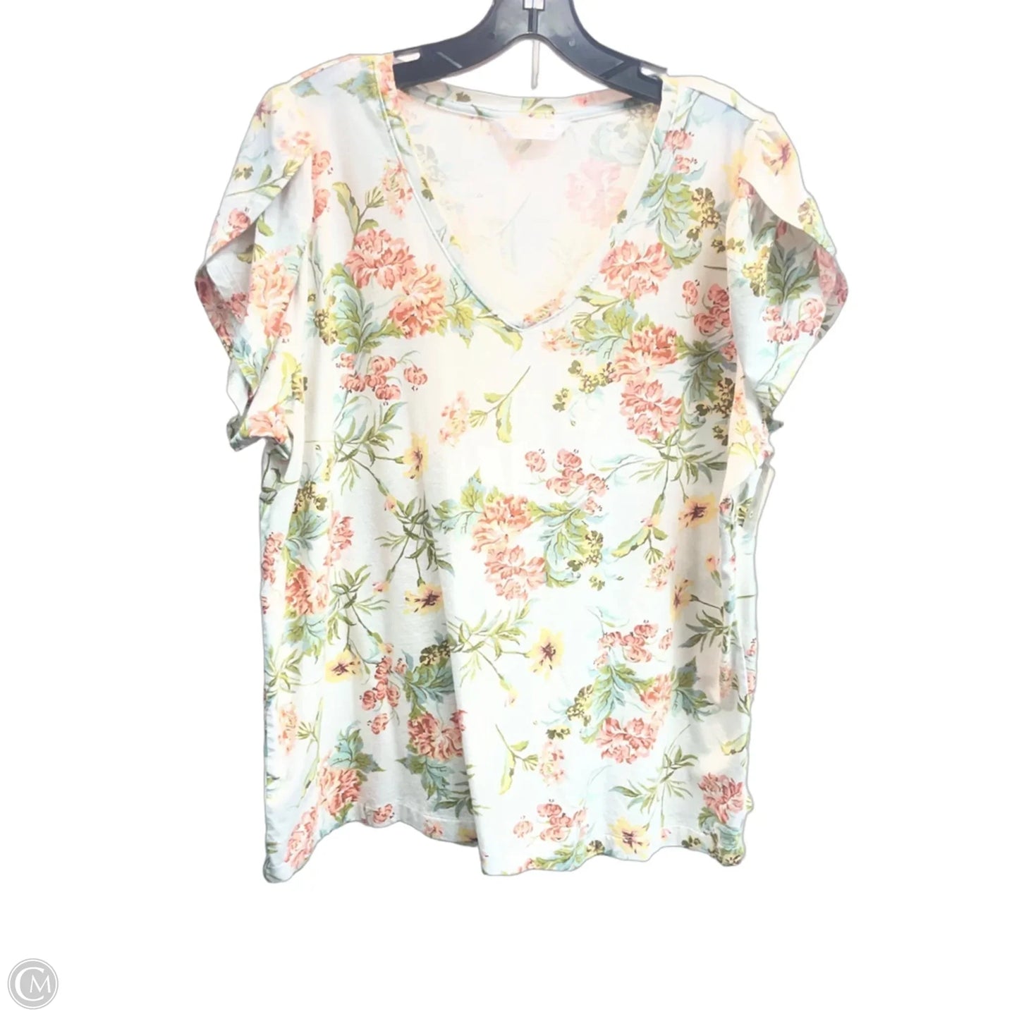 Top Short Sleeve By Lc Lauren Conrad In Floral Print, Size: Xl