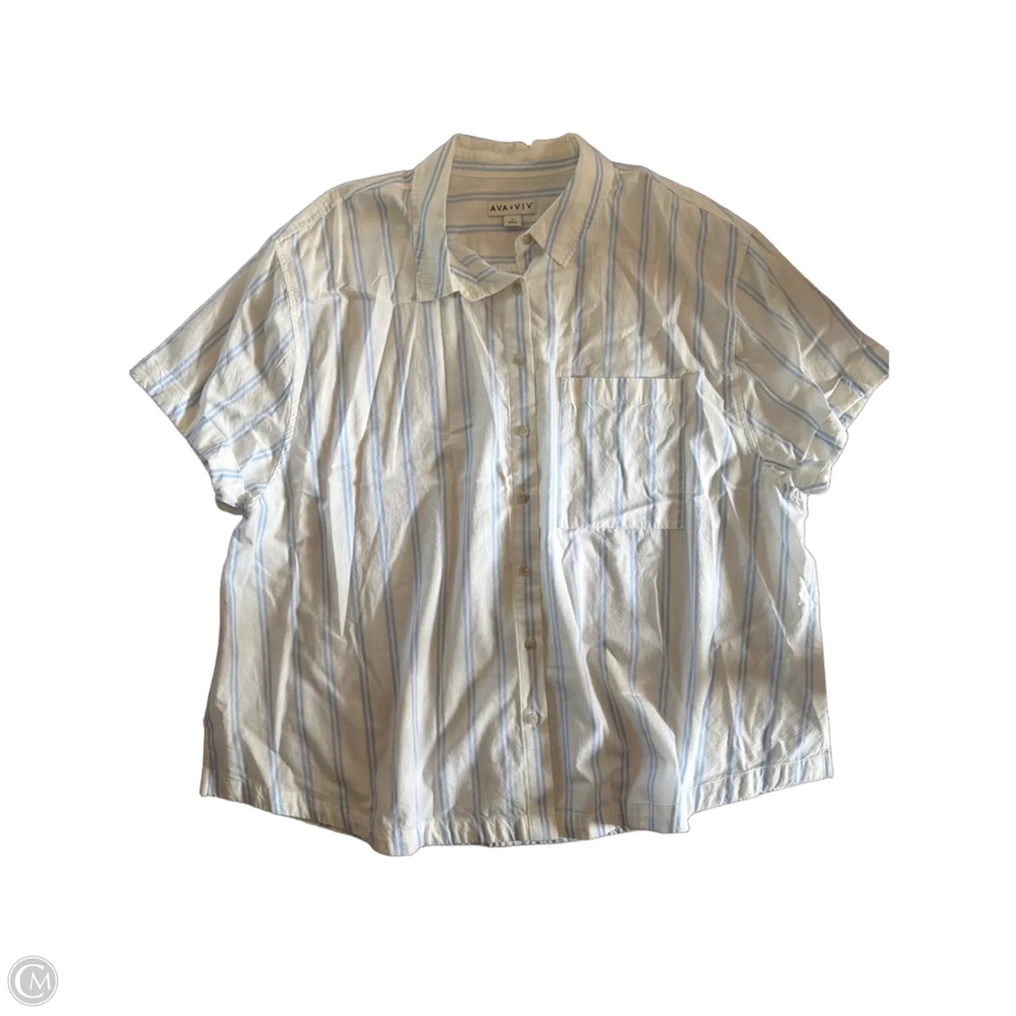 Top Short Sleeve By Ava & Viv In Striped Pattern, Size: 1x