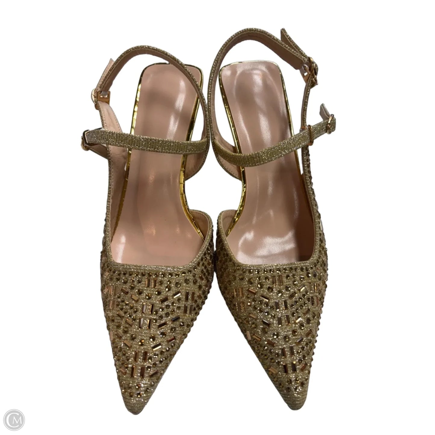 Shoes Heels Kitten By Clothes Mentor In Gold, Size: 8.5